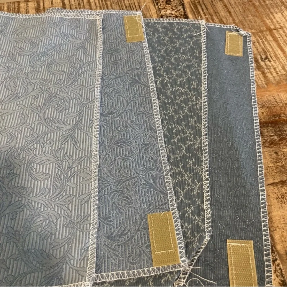 8pcs Fabric Samples Lot - Rustic Blues and Greys Paisley Damask Solid